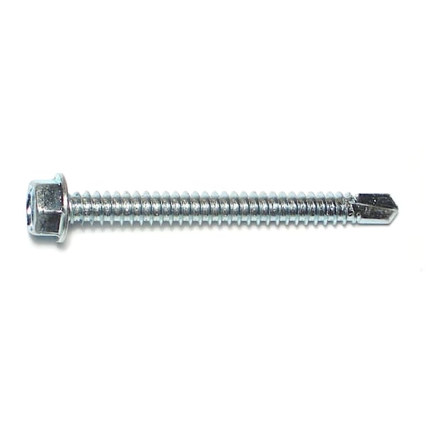 Midwest Fastener Self-Drilling Screw, #14 x 2-1/2 in, Zinc Plated Steel Flange Hex Head External Hex Drive, 20 PK 68692 - main
